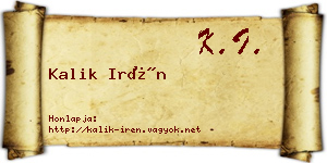 Kalik Irén névjegykártya